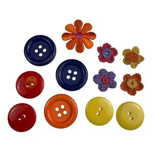 Colorful Buttons Lot Sewing Crafting Embellishments Flower Buttons Assorted E14Q